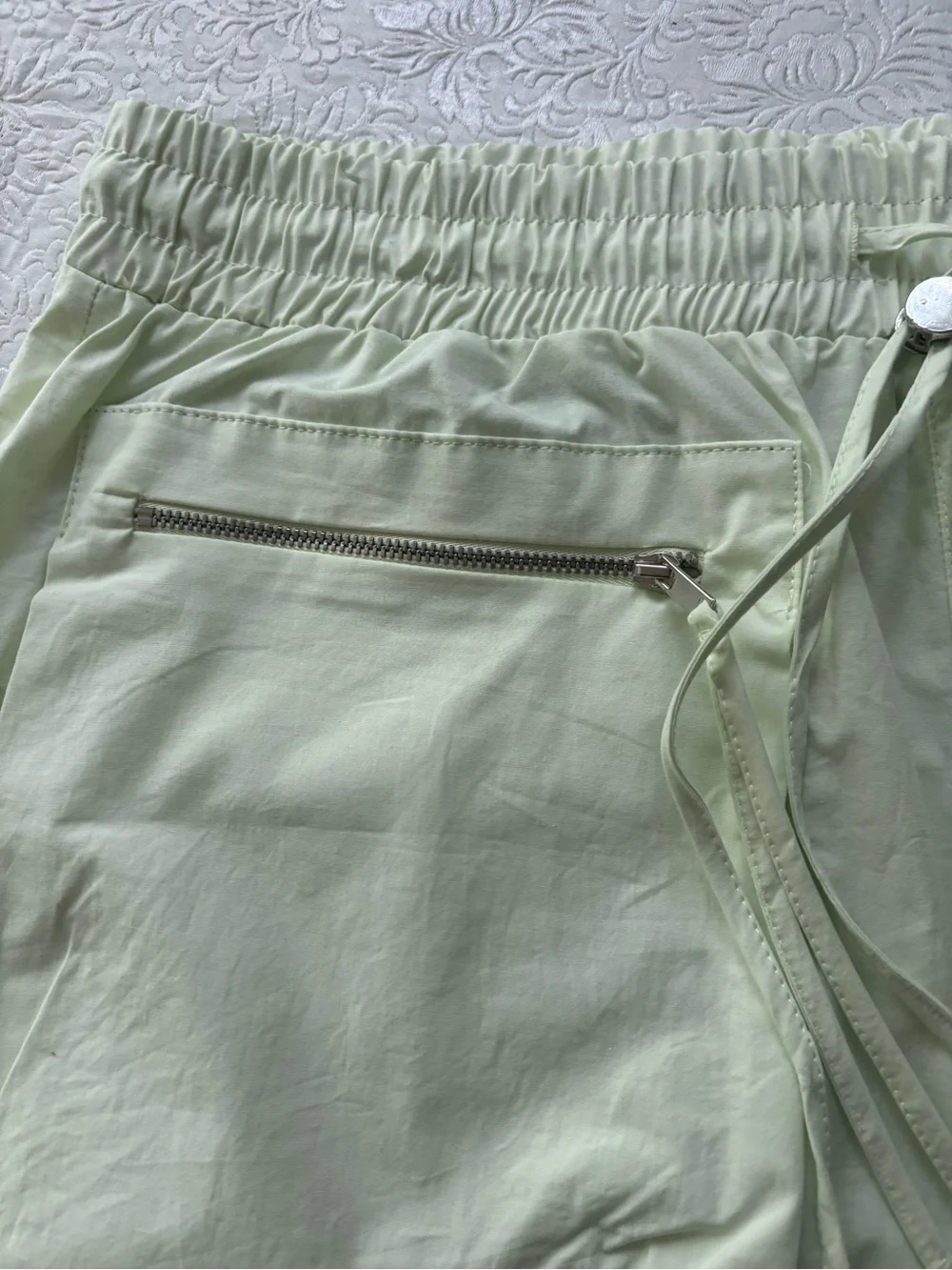 Zara Lime Cargo Pocket Mini Skirt with Front Zipper Pockets, Size Large